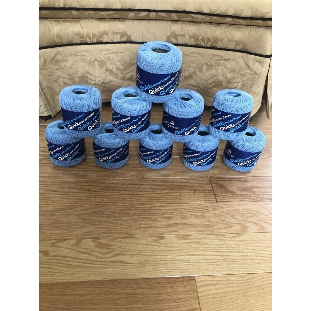 Vintage Empress Quick Crochet Thread, Blue, size 3, lot of 10 (100 yds each) USA - Picture 2 of 5